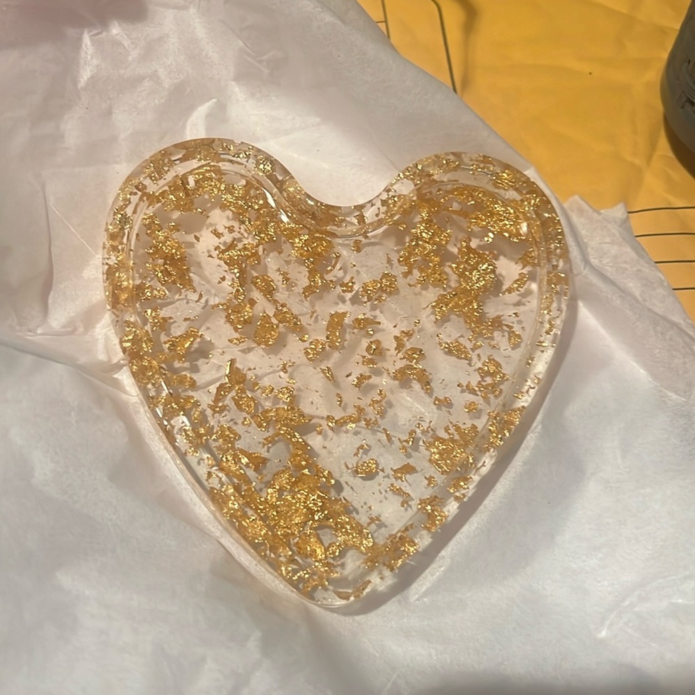 Resin Gold Glitter jewelry tray New Homemade stocking stuffer Christmas gift